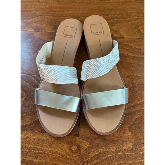 Dolce Vita Womens Silver 2 Strap Accent Flats Sandals Open Toe Size 11 M - Picture 3 of 6